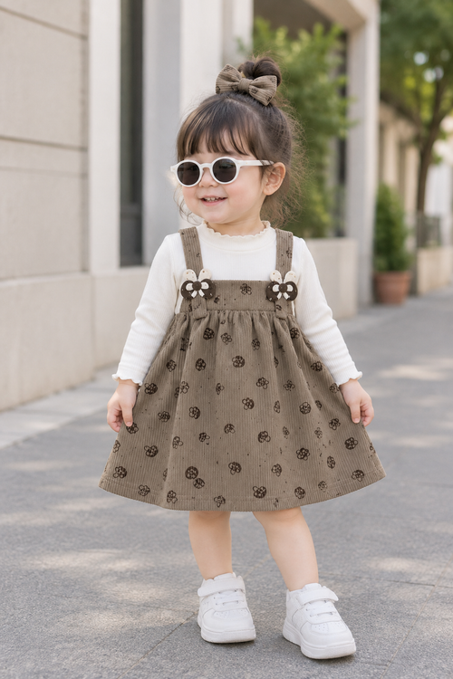 Minnie Muse Brown Teddy Pinafore Frock