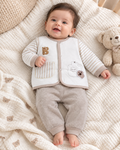 Baby Boys Bear 2-Piece Winter Suit – White & Beige